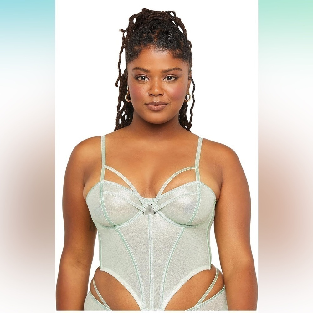 Savage X Fenty Going Platinum Bustier Green Mist Womens Size Small - NWT